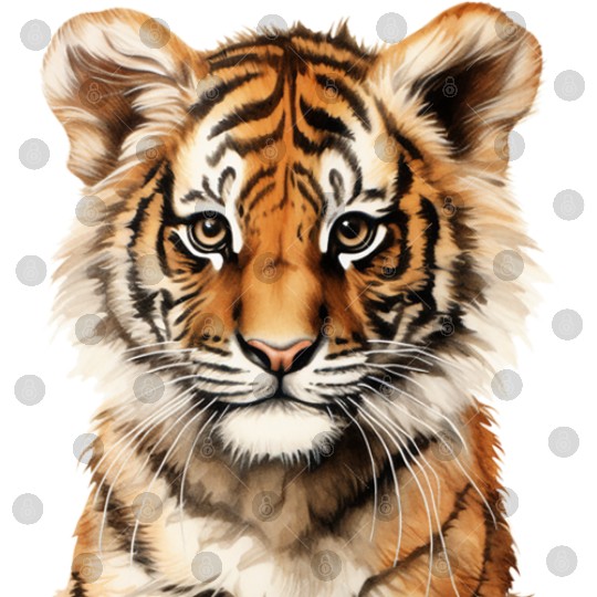 Watercolor Portrait of a Little Tiger Digital Files