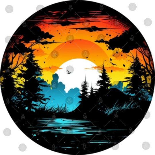 Riverside Twilight in the Forest Digital Files