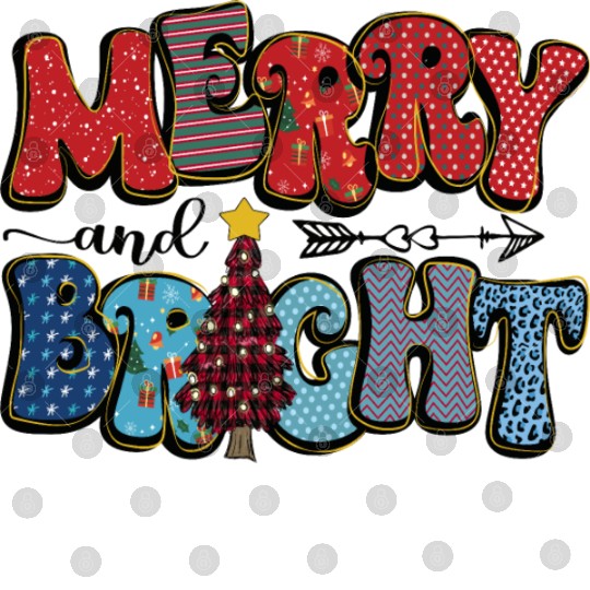 Merry and Bright Chistmas Tree Family Christmas Digital Files