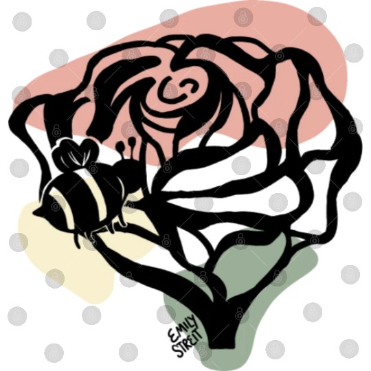 Rose and Bee Doodle Digital Files