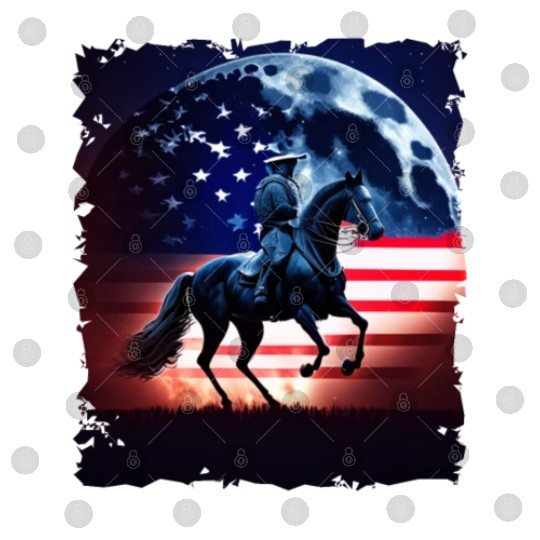America horse under Moon with American Flag Digital Files