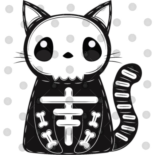 Halloween Cat Black Skeleton Funny Skull Halloween Digital Files