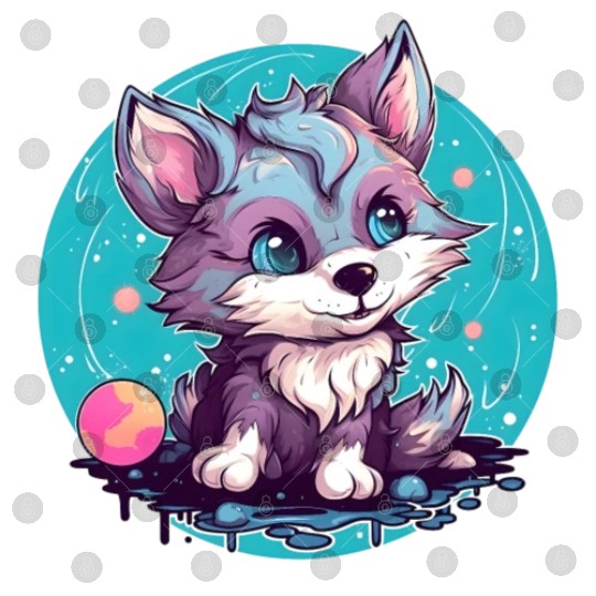 Digital Art Fox Sitting on Rock Crescent Moon Digital Files