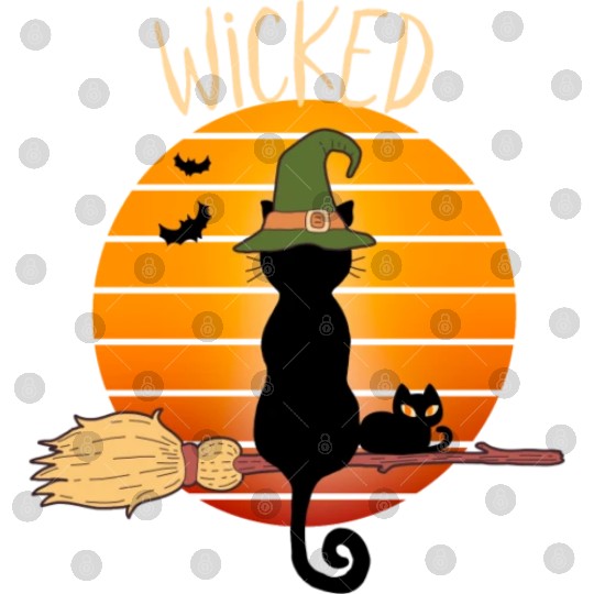 Wicked Cat Witch Funny Halloween Witch Digital Files