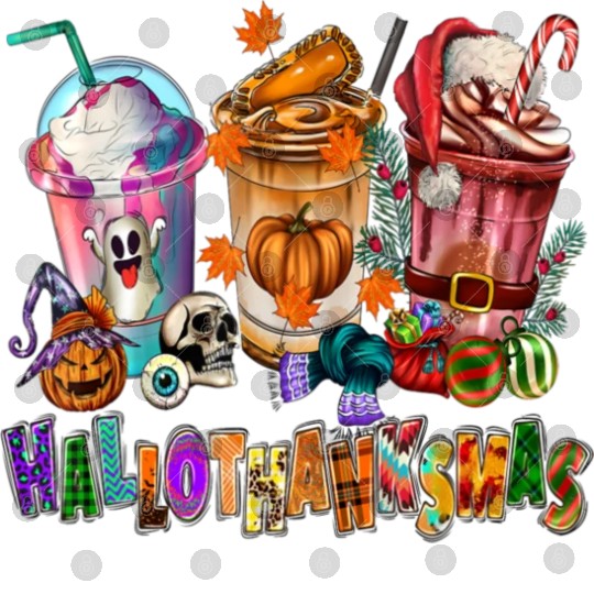 Happy Hallothanksmas Coffee Latte Halloween Digital Files