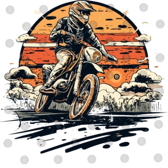 Retro Vintage Sunset Dirt Bike Design Digital Files