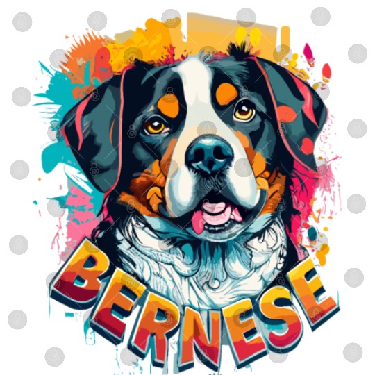 Bernese Mountain Dog Head Vibrant Color Splash Digital Files
