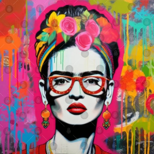 Frida Kahlo style urban art colorfull graffiti Digital Files
