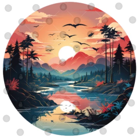 Sunrise Dawn Serene Lakeside Symphony Digital Files