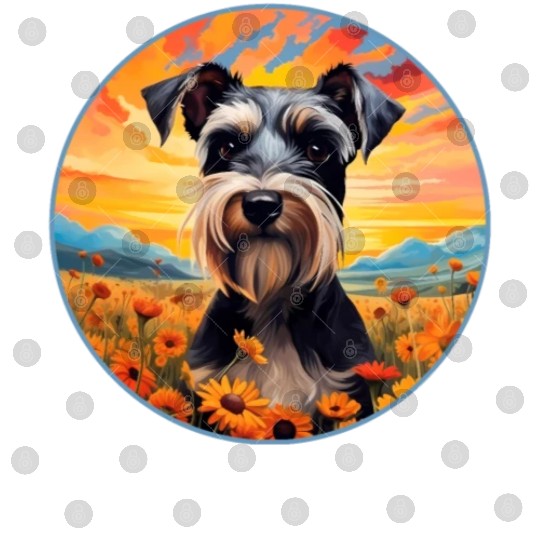 Miniature Schnauzer Mountain Flower Cute Colorful Digital Files