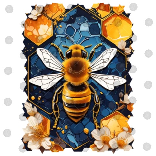 Artistic honeycomb and bee Digital Files