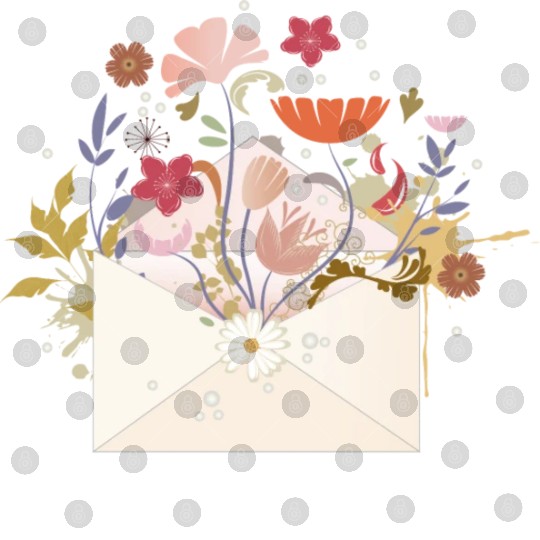 floral envelope with flowers and seal Digital Files