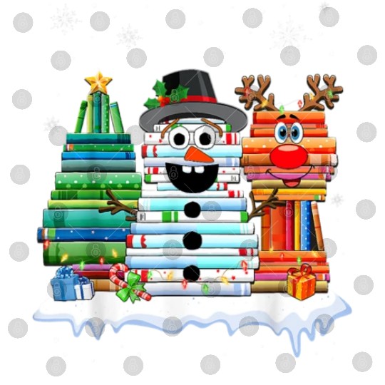 Christmas Tree Snowman Reindeer Book Stack Digital Files