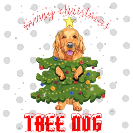 Christmas Dog in Christmas Tree With Xmas Lights Digital Files