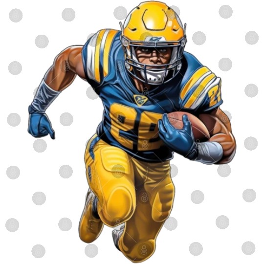 Energetic Yellow Blue American Football Player Digital Files