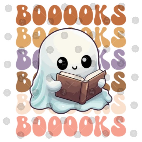 Cute Ghost Reading Books | Booooks | Funny Digital Files