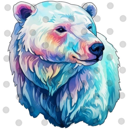 Polar Bear Roar in Winter Wonderland Watercolor Digital Files