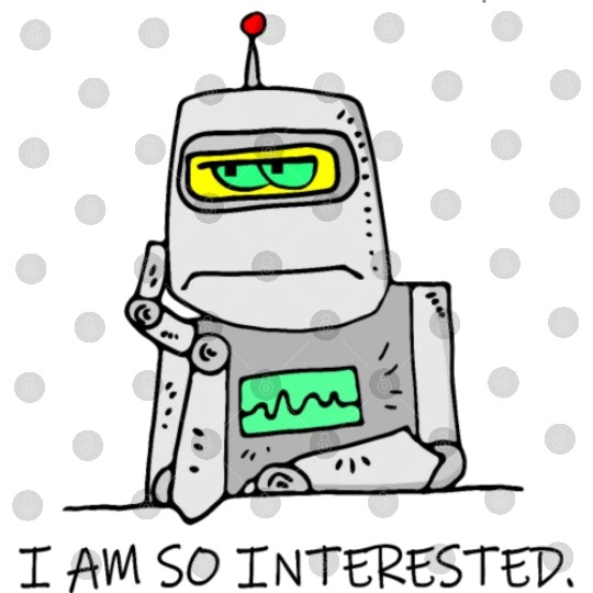 Interested Robot Funny Moody Bored Cartoon Joke Digital Files