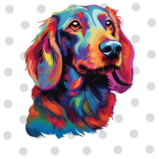 Watercolor Colorful Dachshund Digital Files
