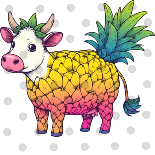 Cow in pineapple costume - Fruity joy Digital Files