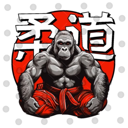 Judo Martial Arts Gorilla Japanese Text Red White Digital Files