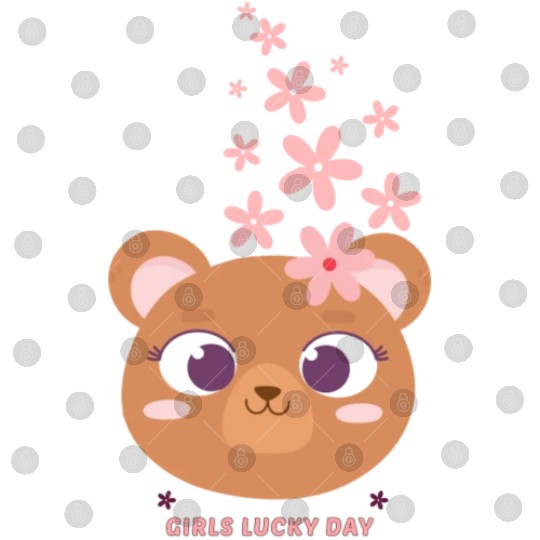 Teddy bear face with flower Digital Files