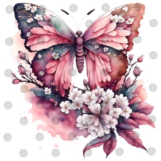 BUTTERFLY FLOWERS WATERCOLOR Digital Files