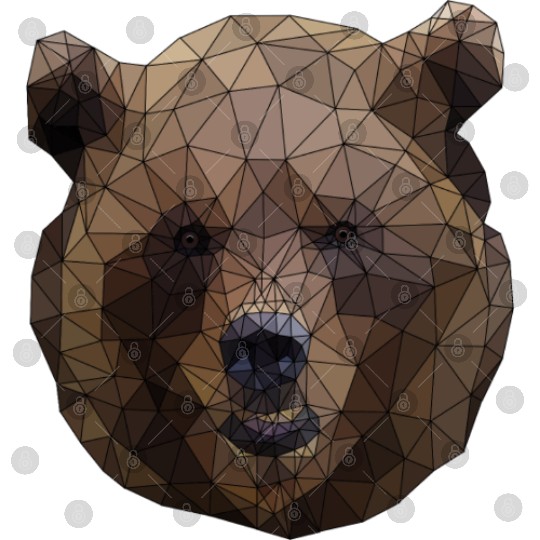 Polygonal brown bear triangular shape low poly art Digital Files