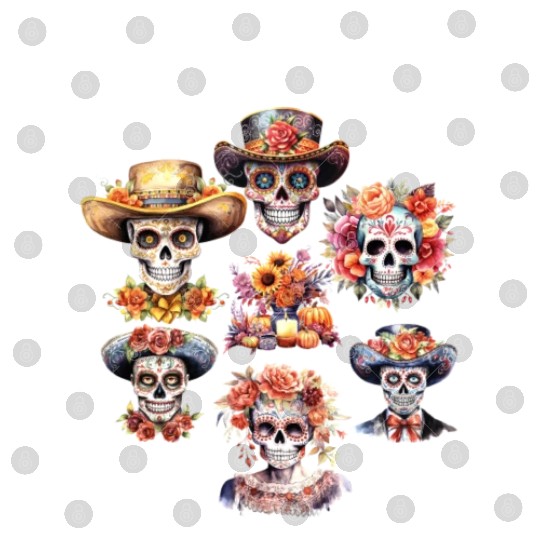 Vintage Mexican Day of the Dead Art Sugar Skulls Digital Files