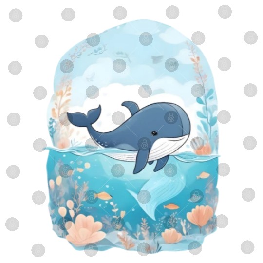 cute whale in cartoon fantasy Digital Files