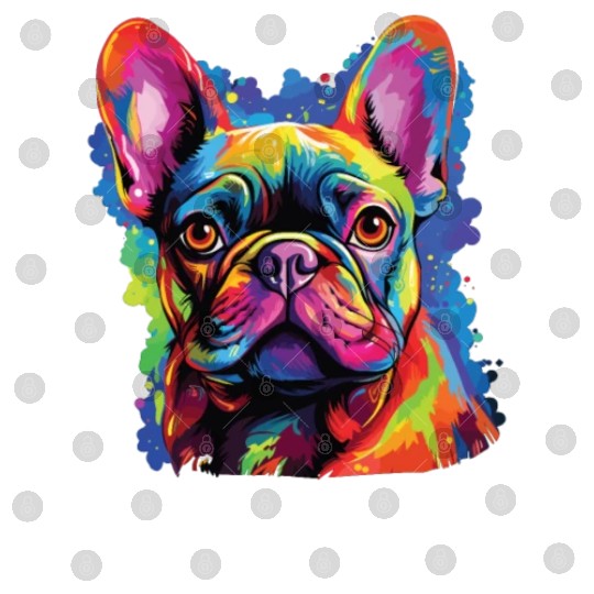 Watercolor Colorful French Bulldog Digital Files