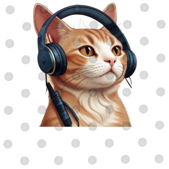 Music Lover Cat V II on Unisex Poly Cotton Digital Files
