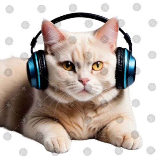 Music Lover Cat V II on Unisex Poly Cotton Digital Files
