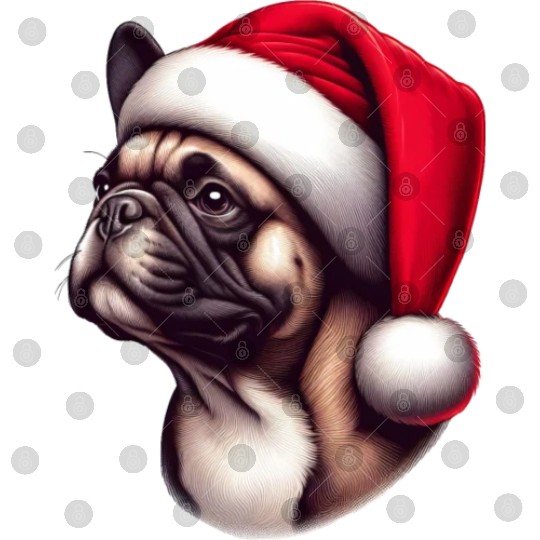 French Bulldog Wearing Santa Claus Digital Files