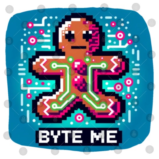 Neon Cyberpunk Gingerbread - "Byte Me" Christmas Digital Files