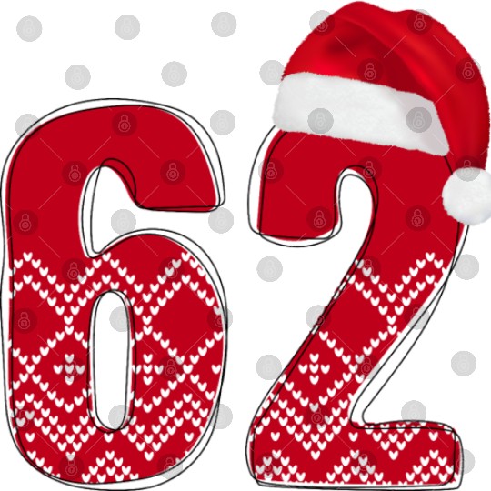 62 Red and White Christmas Number Sixty Two Digital Files