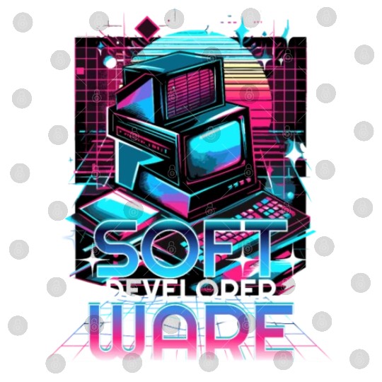 Retro Neon Software Developer Vibes 90s Digital Files