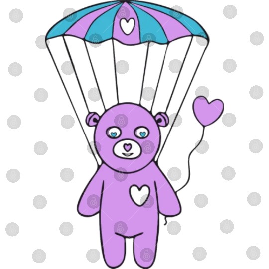 Cheerful Purple Teddy bear with a Heart Balloon Digital Files