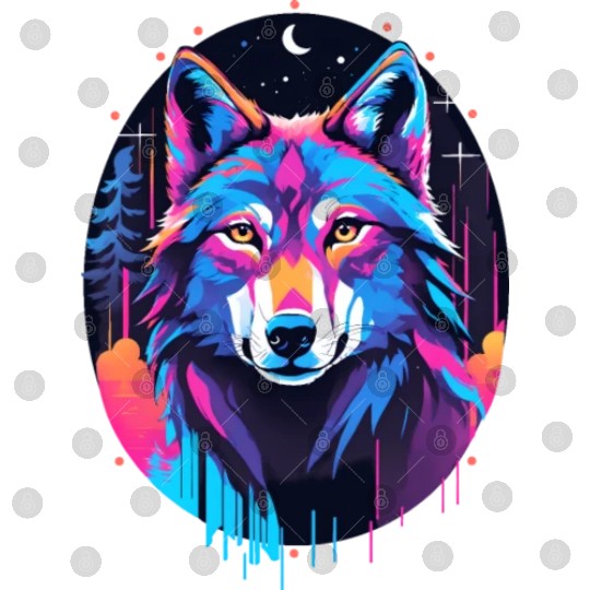Eerie Blacklight Wolf Digital Files - Neon Colors