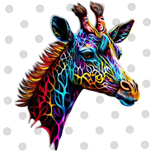 Giraffe Enveloped in Vibrant Neon Patterns Digital Files