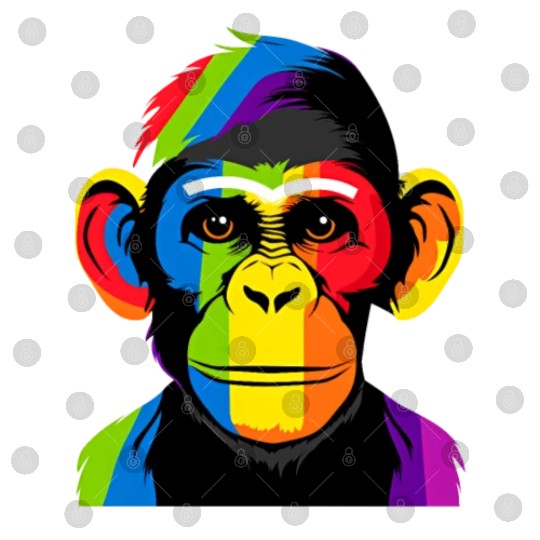 Expressive Chimpanzee in Colorful Graphic Artwork Digital Files