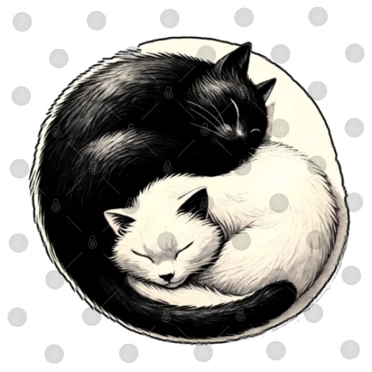 Yin and yang cats sleeping Digital Files