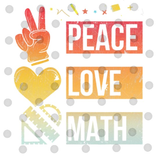 Math Teacher Peace Love Math Vintage Mathematic Digital Files