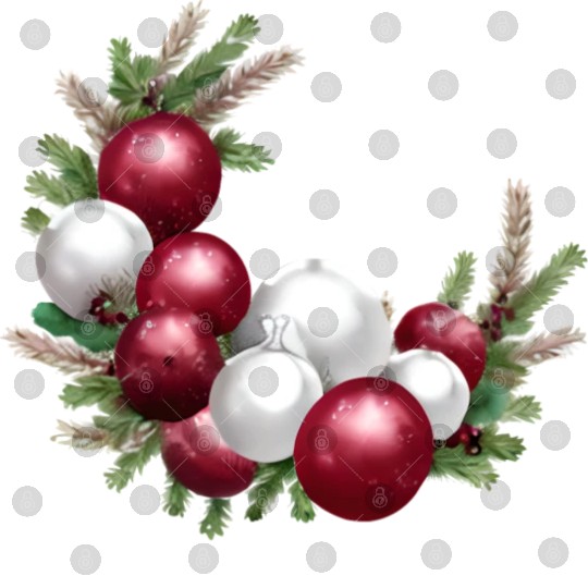 Cranberry and White Christmas Greenery Decor Digital Files