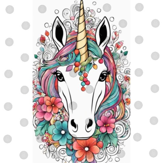 Unique Unicorn with Flowers for girls Digital Files
