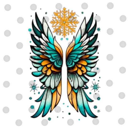 Angel Wings Embracing Snowflakes Digital Files