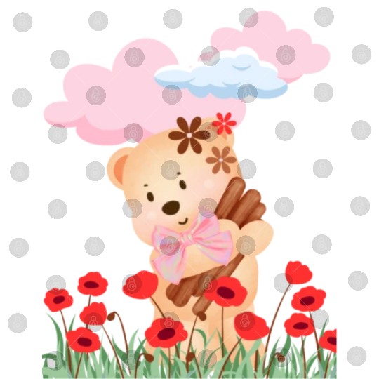 teddy bear and flowers Digital Files