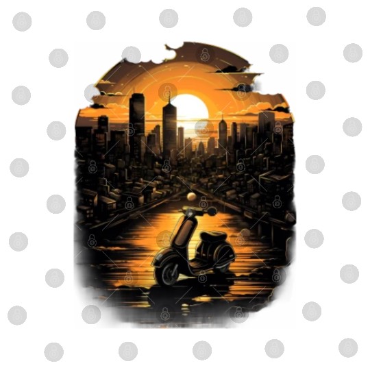 Scooter Motorcycle Moped Rider Vintage Digital Files