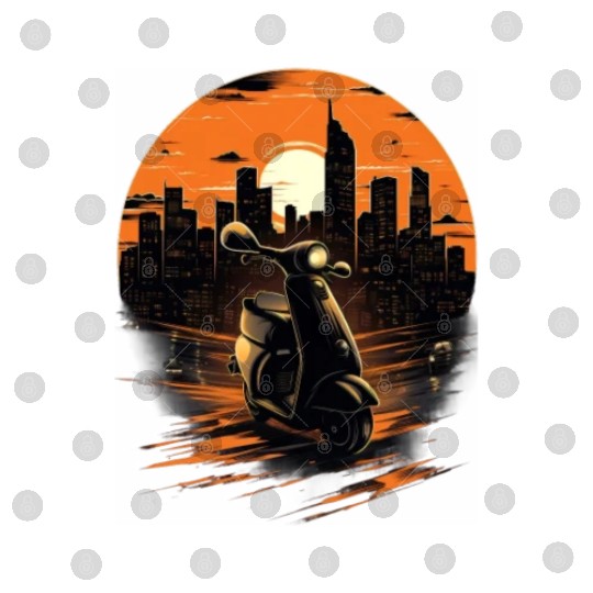 Scooter Motorcycle Moped Rider Vintage Digital Files