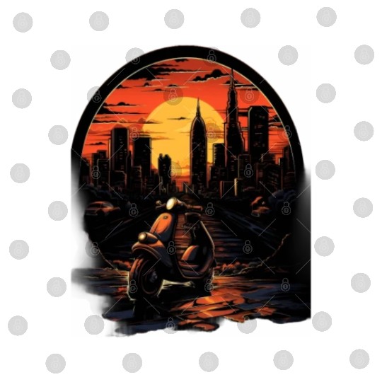 Scooter Motorcycle Moped Rider Vintage Digital Files